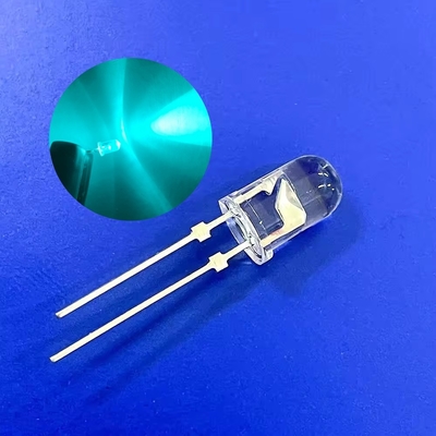5mm 交通警報灯 LEDダイオード 500nm 青緑色 13800mcd 短ストッパーピン