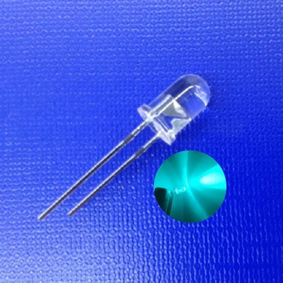 5mm 交通警報灯 LEDダイオード 45度 500nm 青緑色 15000mcd 丸形 透明レンズ
