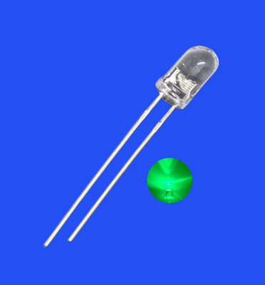 閃光LED 5mm 3.0Hz 1/6 デューティサイクル 緑色 520nm 7000mcd 丸 透明 レンズ 暗闇 閃光LED