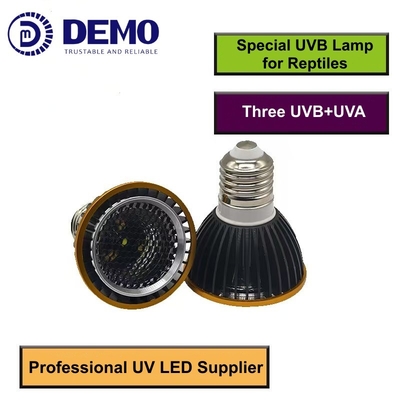 12V 3W UVB + UVA + ホワイト UV LEDライト 爬虫類のためのスポットライト